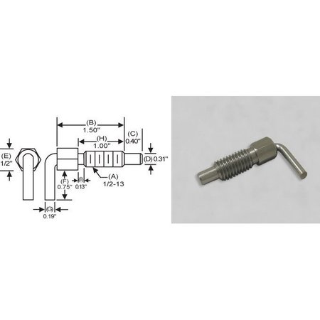 S & W MANUFACTURING L-Handle, Non Lock Nose w/O P, 1/2-13", 1" LNS-4